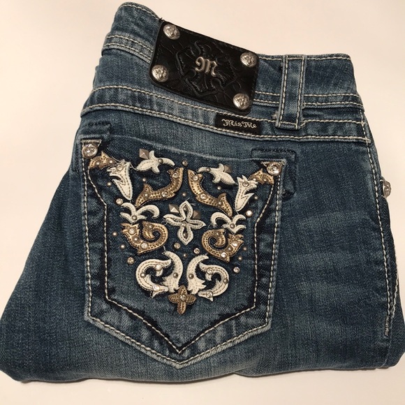 Miss me cuffed capri 29 bling gems jeans - Picture 2 of 12
